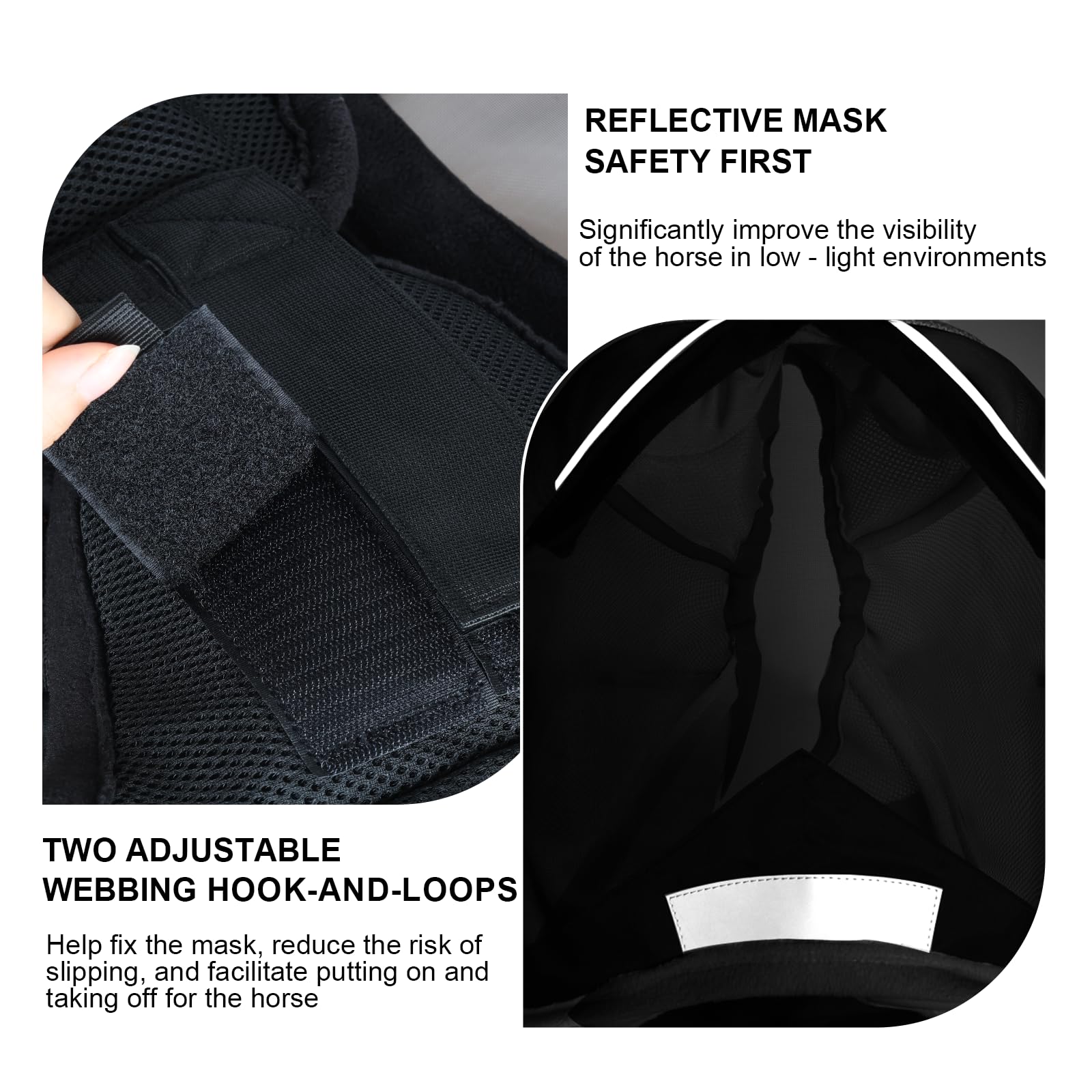 Wizbrio Luminous Horse Fly Mask with Long Nose, Ears, Full Face & Eye Protection - Full Mesh, Detachable Nose Cover, Fleece Padd